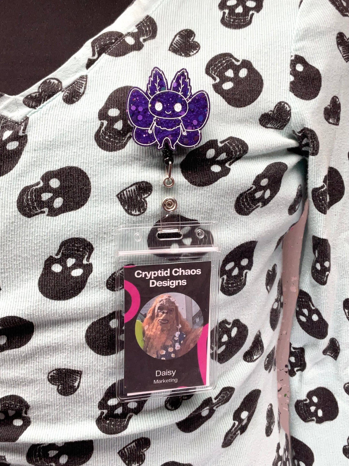 Purple Mothman Retractable Badge Reel