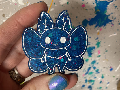 Small Blue Glitter Mothman Magnet