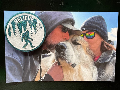 Large Teal Believe Bigfoot 3 Inch Magnet