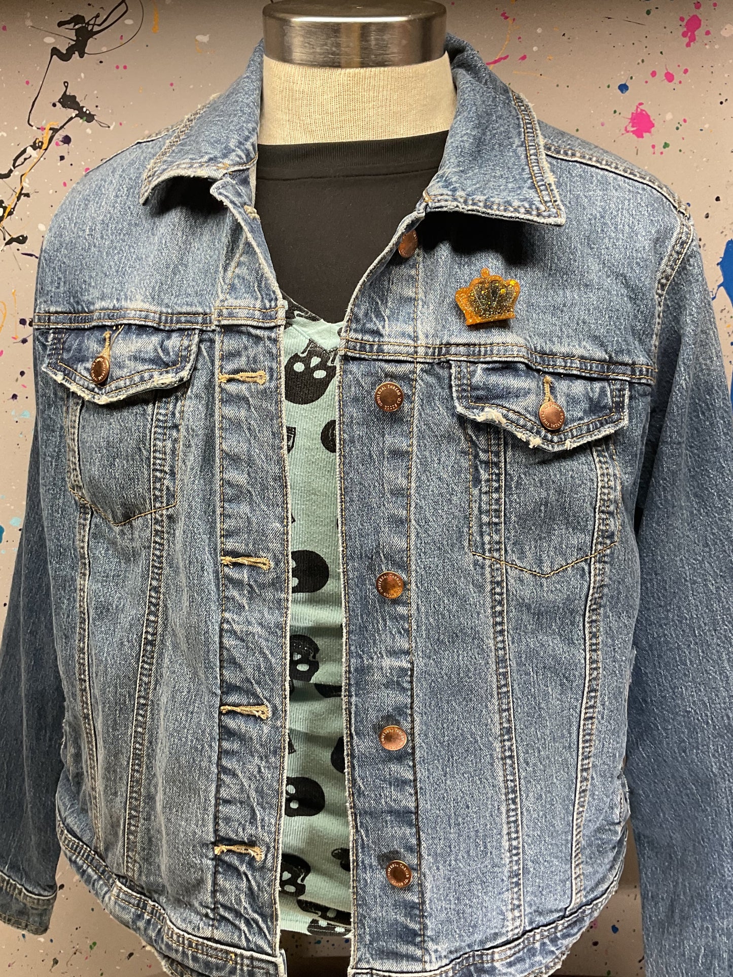 Orange & Black Crown Pin