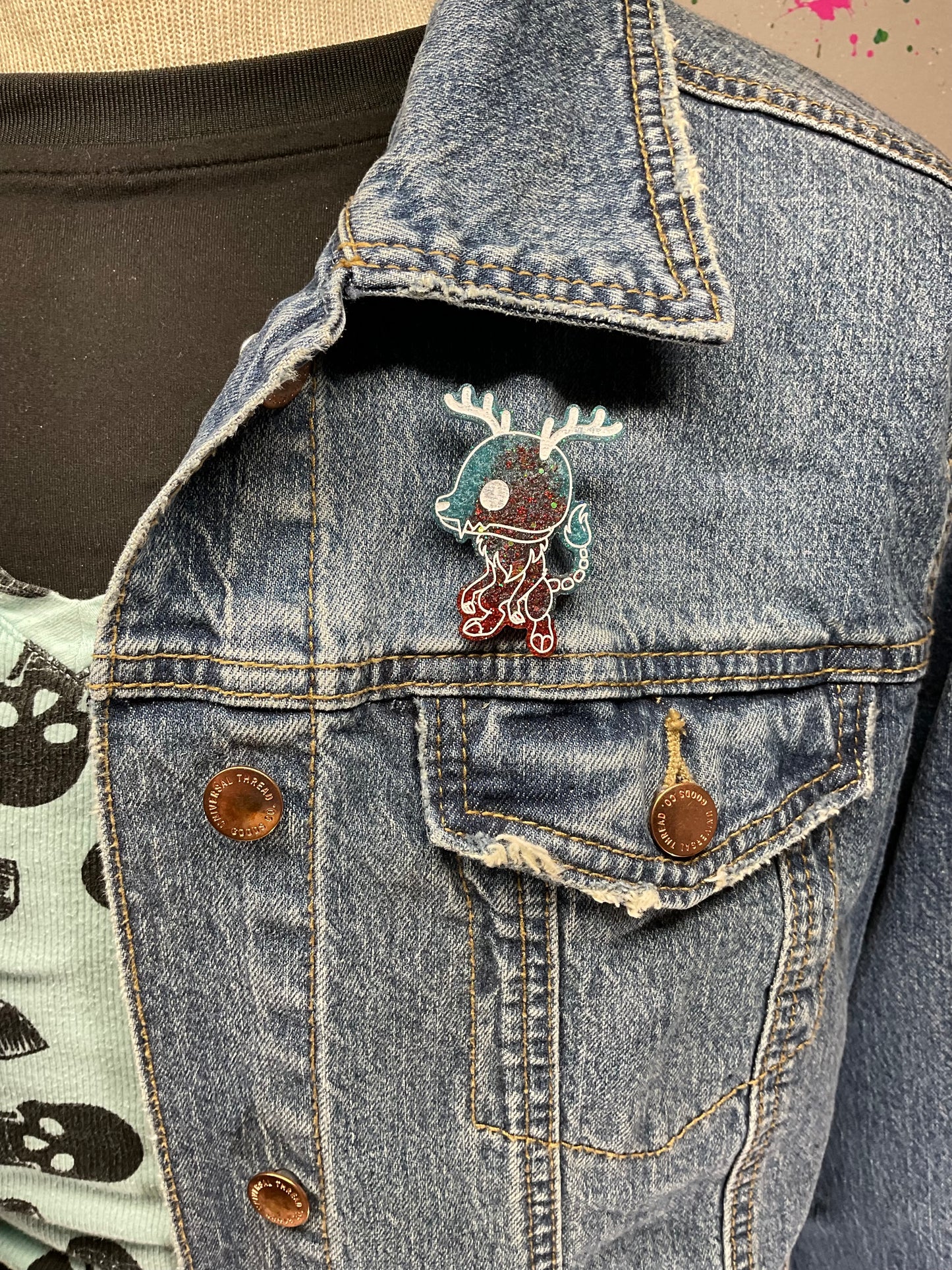 Blue Red Wendigo Pin
