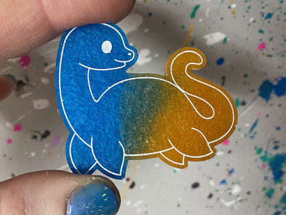 Small Loch Ness Monster Blue Yellow Magnet Glow in the Dark