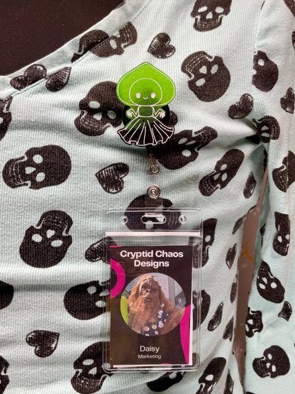 Black & Green Flatwoods Monster Retractable Badge Reel - Glow in the Dark