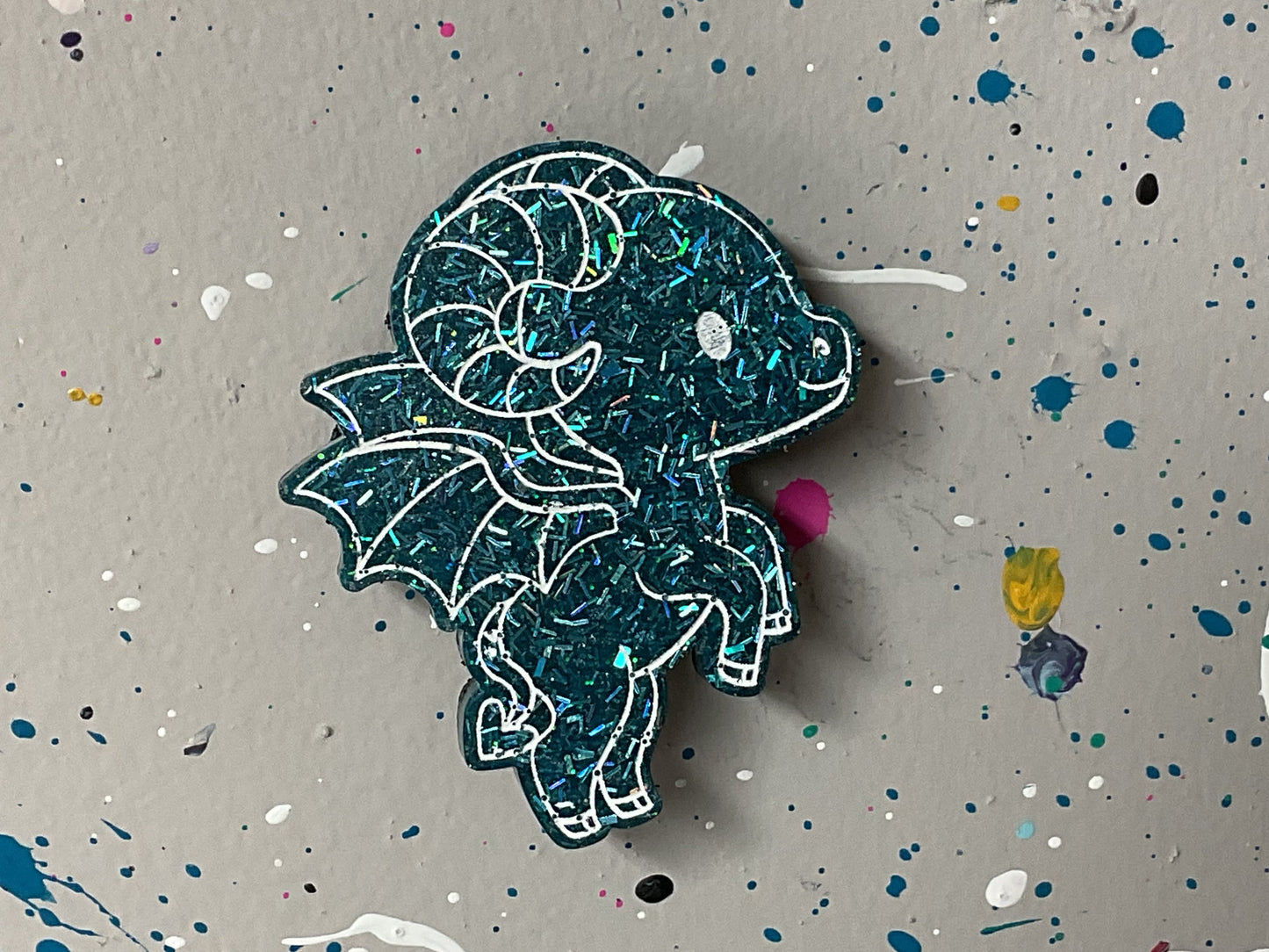 Small Glittery Teal Jersey Devil Magnet