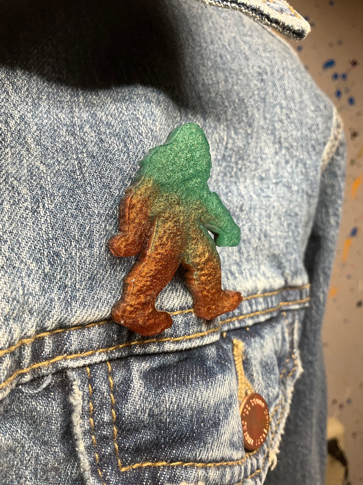Brown & Green Bigfoot Pin