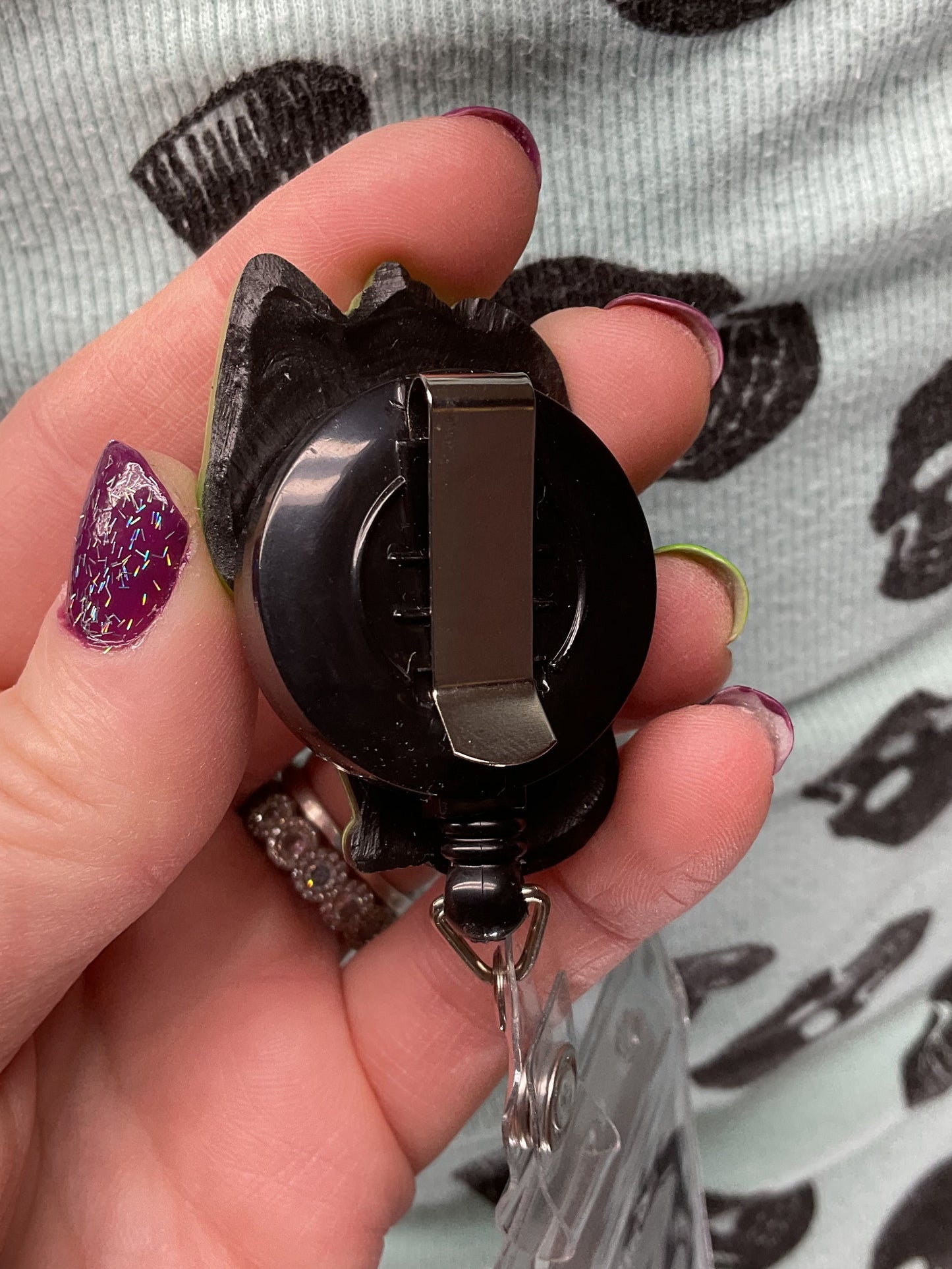 Green & Black Chupacabra Retractable Badge Reel-Glow In The Dark