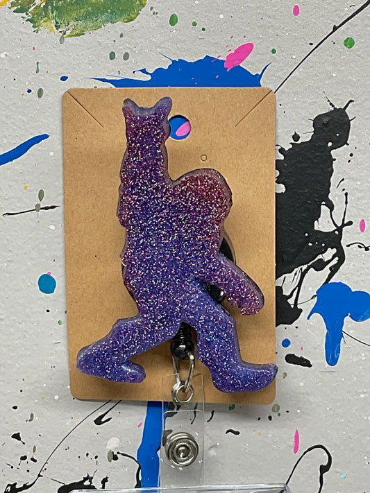 Purple & Pink Bigfoot Rock Hand Retractable Badge Reel