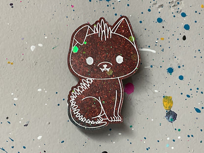 Small Glittery Red Chupacabra Magnet