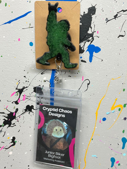 Glow in the Dark Green Bigfoot Rock Hand Retractable Badge Reel