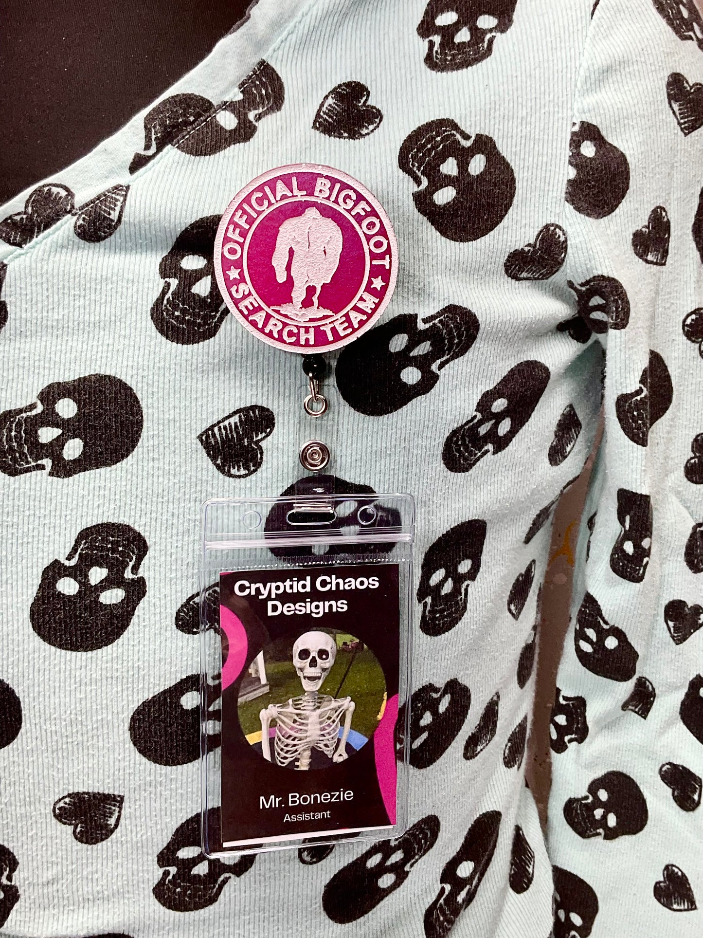 Pink Official Bigfoot Search Team Retractable Badge Reel- Glow in the Dark