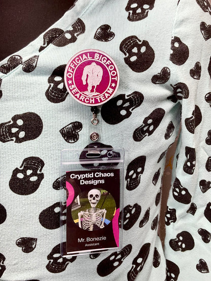 Pink Official Bigfoot Search Team Retractable Badge Reel- Glow in the Dark