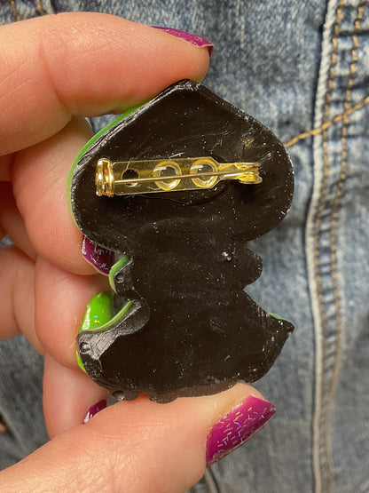 Green & Black Flatwoods Monster Pin-Glow In The Dark
