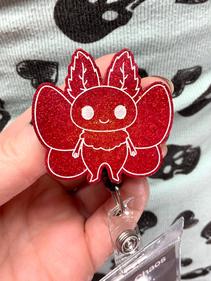Bright Red Mothman Retractable Badge Reel
