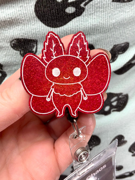Bright Red Mothman Retractable Badge Reel