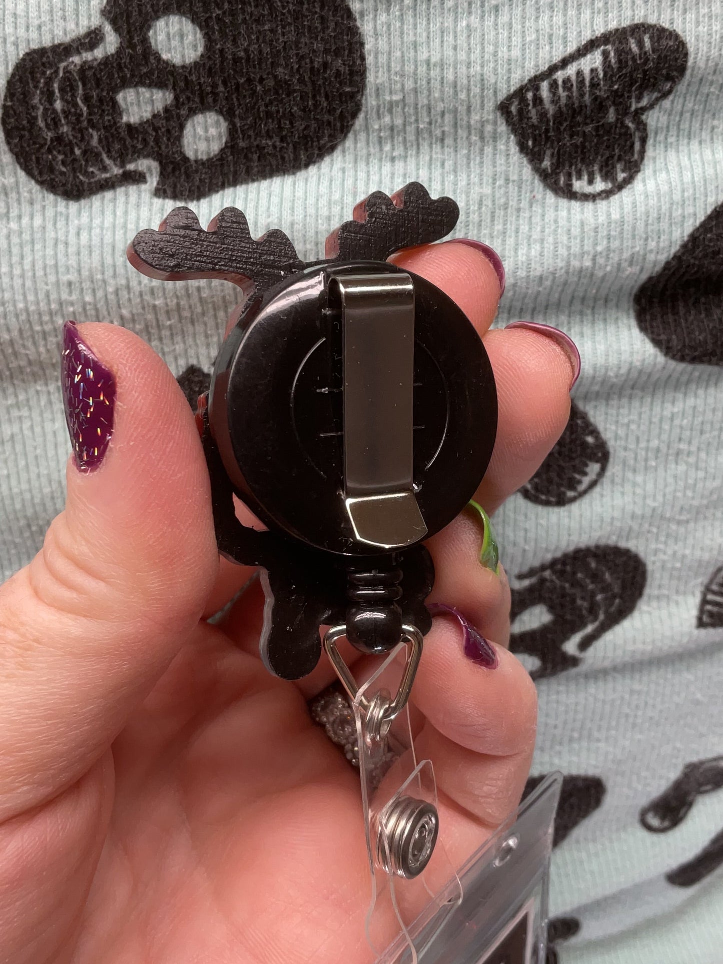 Red & Blue Glitter Wendigo Retractable Badge Reel