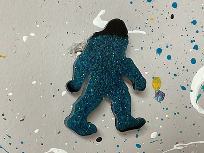 Small Teal & Black Bigfoot Magnet