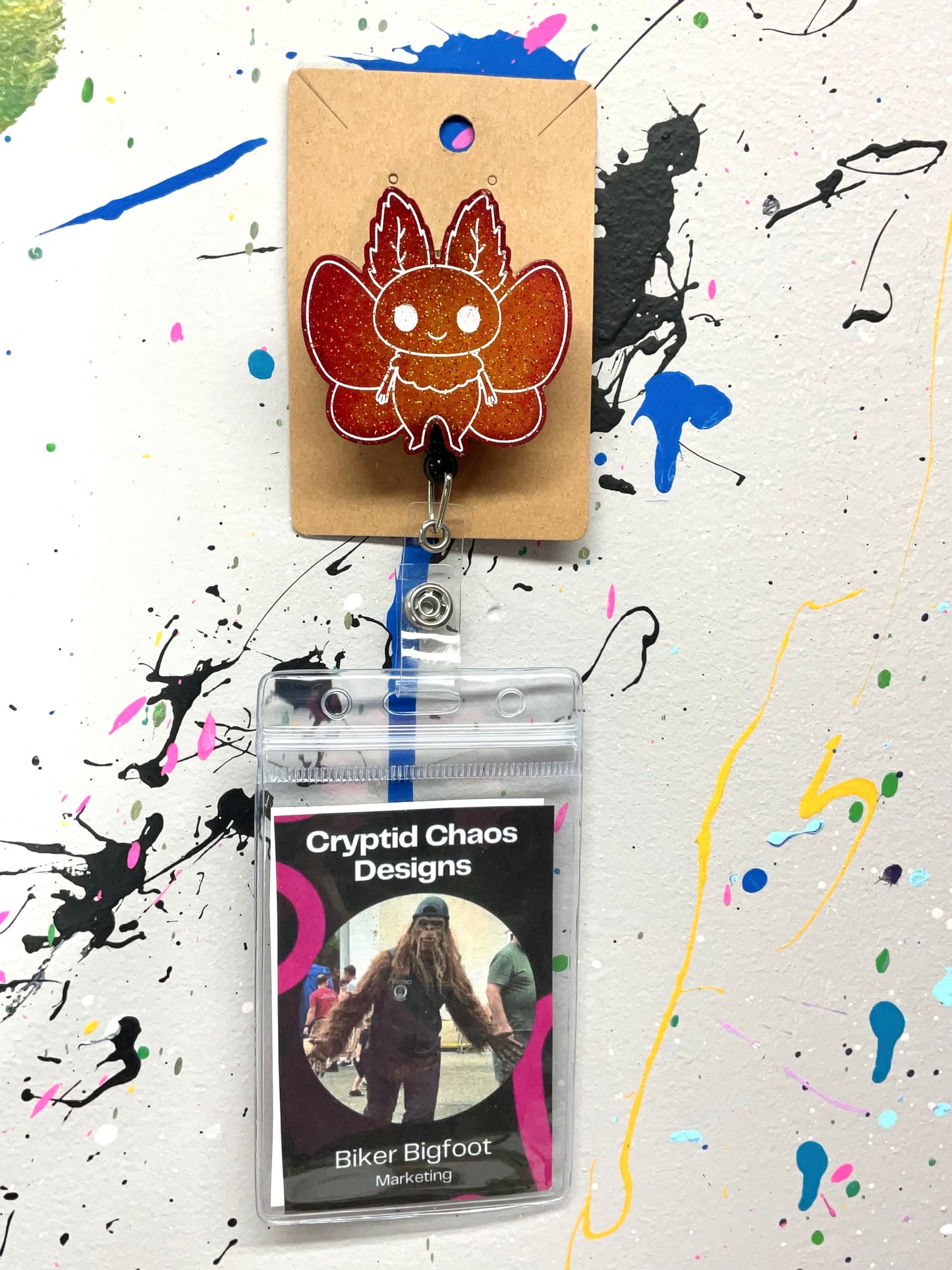 Red & Yellow Mothman Retractable Badge Reel