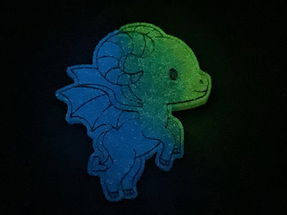 Small Blue & Yellow Jersey Devil Magnet Glow in the Dark