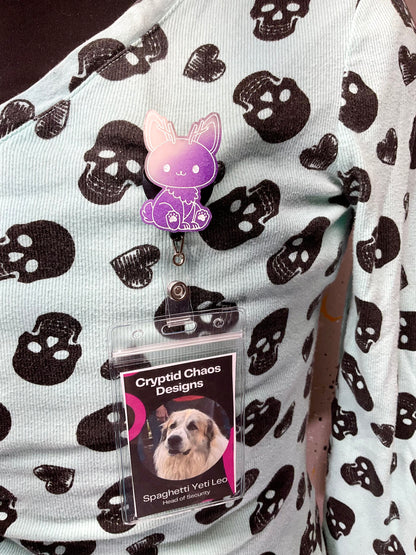 Purple & White Jackalope Retractable Badge Reel-Glow In The Dark