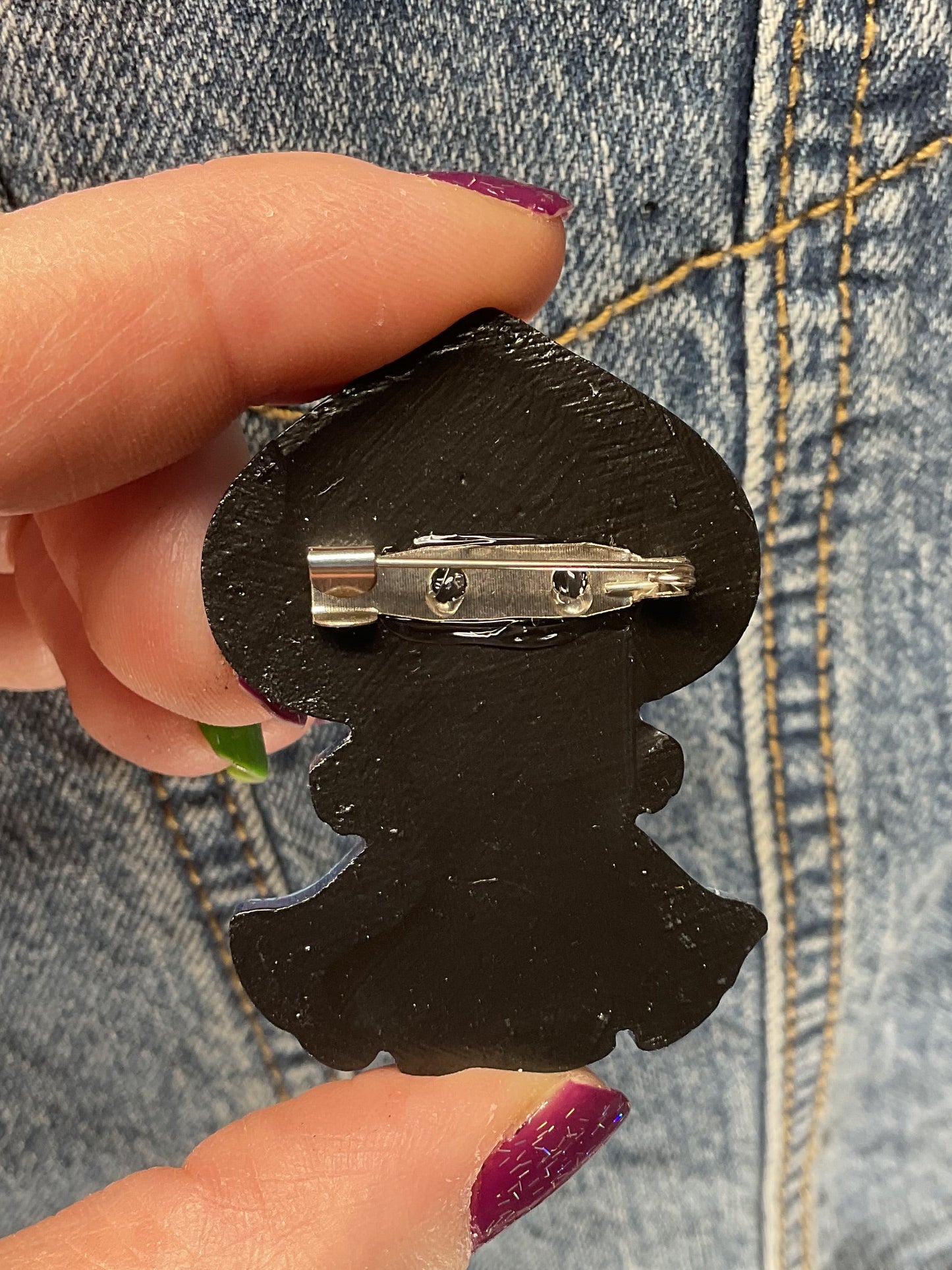 Blue Glitter Flatwoods Monster Pin