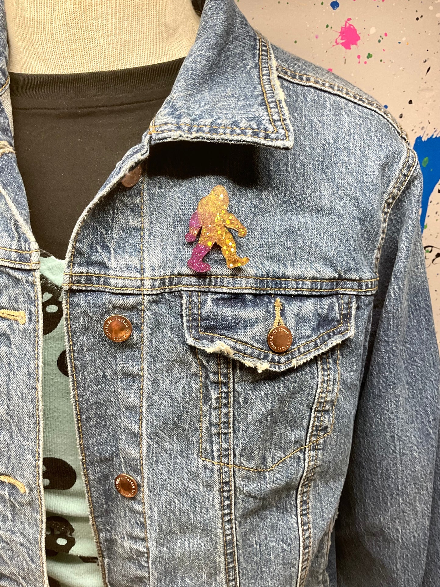 Gold & Pink Bigfoot Pin