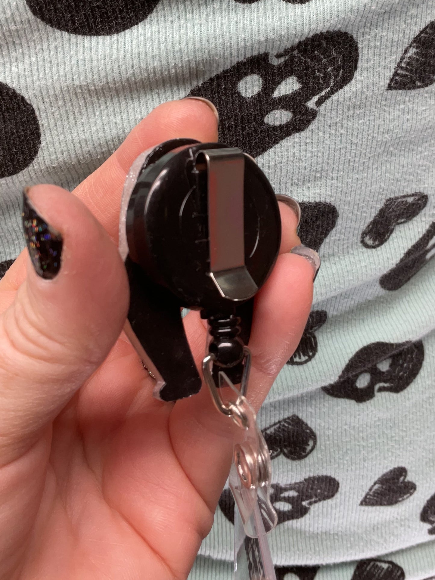 White Nightcrawler Retractable Badge Reel