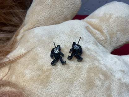 Black Holographic Glitter Bigfoot Stud Earrings Hypoallergenic