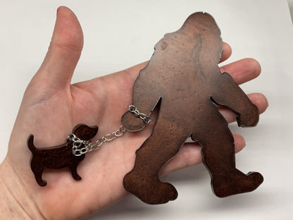 Large Bigfoot Walking Dog Magnet - Puppy with Thick Chain
