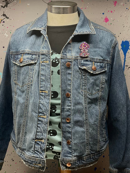 Pink Star Glitter Flatwoods Monster Pin