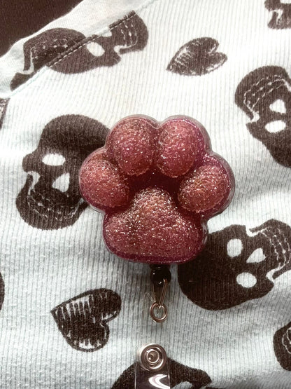 Purple 3D Paw Print Badge Reel