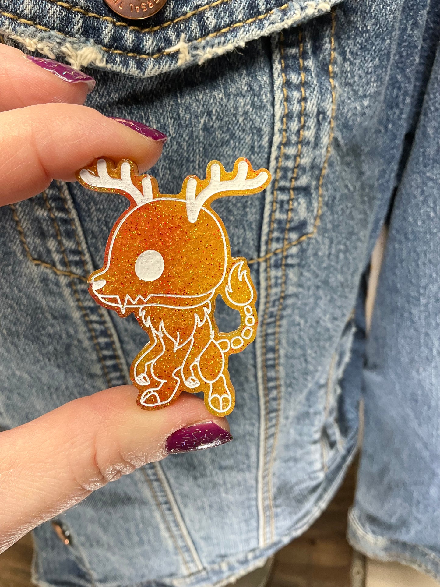 Orange Wendigo Pin