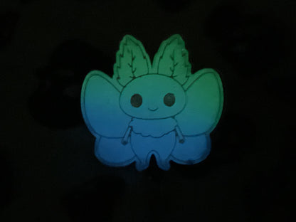 Purple & White Mothman Retractable Badge Reel - Glow in the Dark