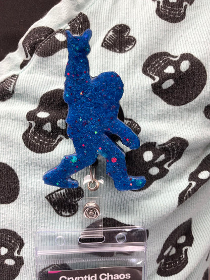 Blue Bigfoot Rock Hand Retractable Badge Reel