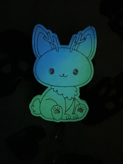 Purple & White Jackalope Retractable Badge Reel-Glow In The Dark