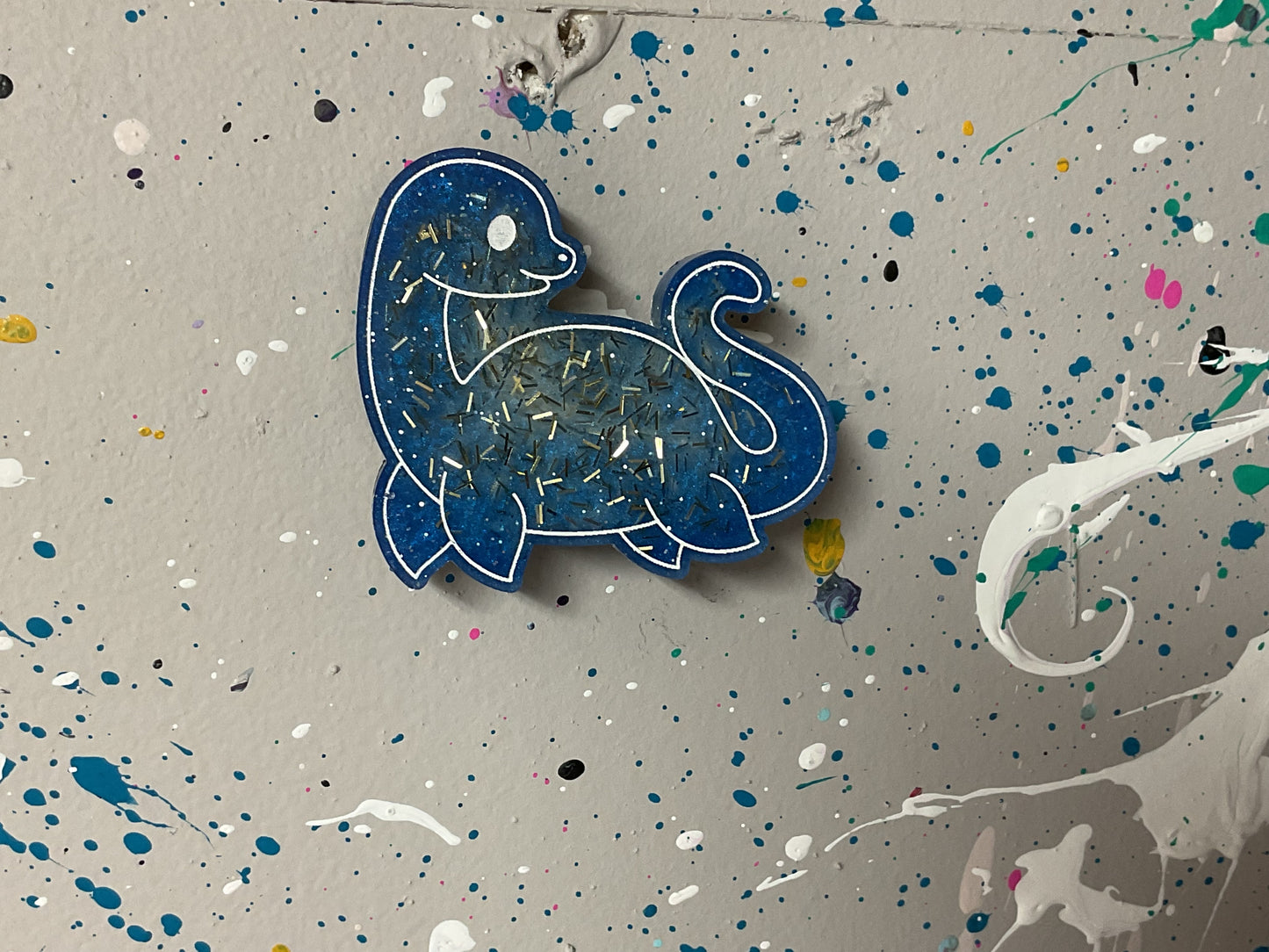 Small Loch Ness Monster Blue Gold Magnet