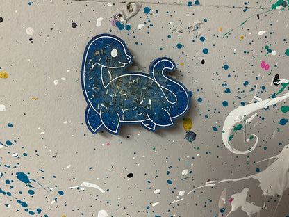 Small Loch Ness Monster Blue Gold Magnet