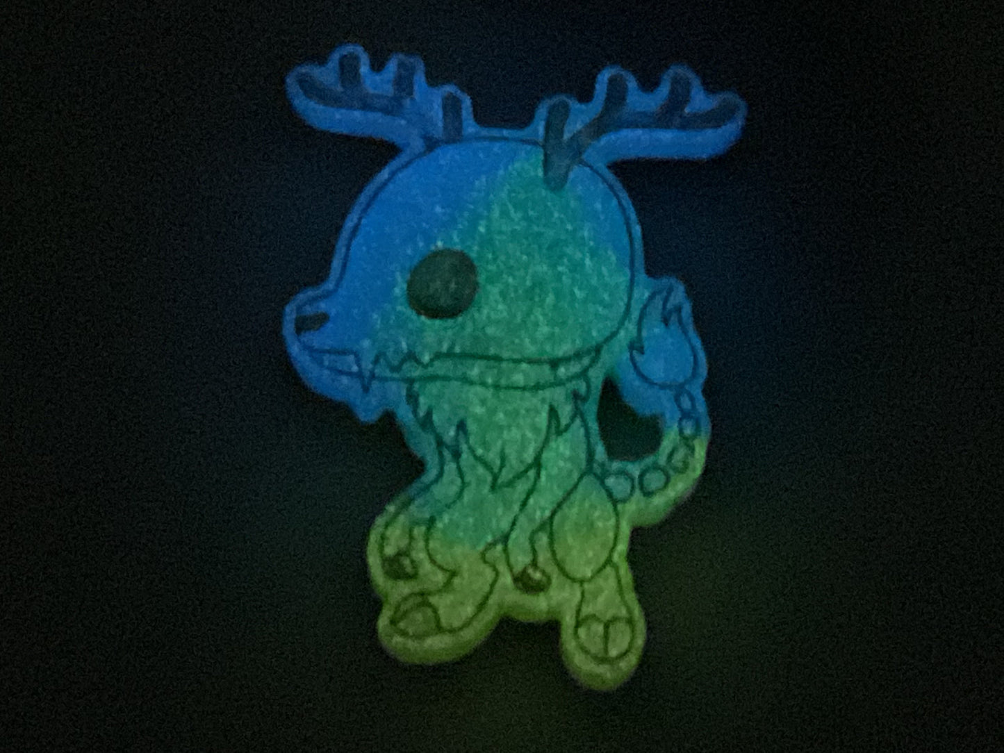 Small Blue Gold Wendigo Magnet Glow in the Dark
